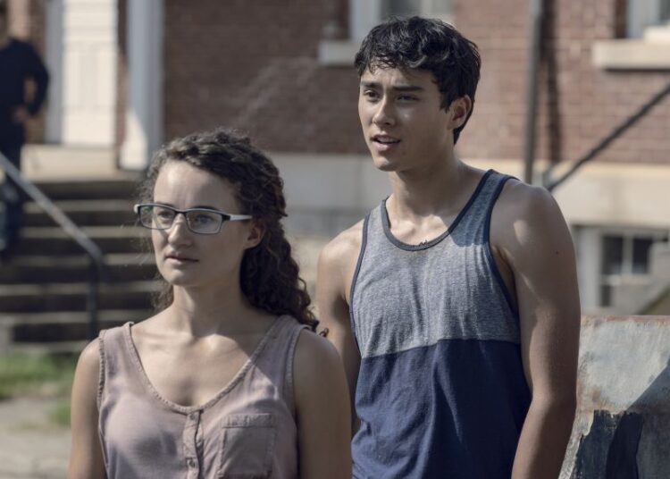Kelley Mack as Addy and Joe Ando-Hirsh as Rodney in The Walking Dead.