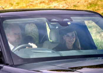 The Prince and Princess of Wales, known as the Duke and Duchess of Rothesay when in Scotland, attend a service at Crathie Kirk, near Balmoral.