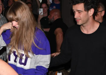 NEW YORK, NEW YORK - MAY 16: Taylor Swift and Matty Healy seen leaving 'The Electric Lady' studio in Manhattan on May 16, 2023 in New York City. Robert Kamau&sol;GC Images