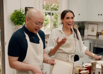 with love, meghan. (l to r) daniel martin, meghan, duchess of sussex in episode 101 of with love, meghan. cr. courtesy of netflix © 2025