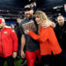 Kansas City Chiefs tight end Travis Kelce and Taylor Swift at the AFC Championship game on Jan. 28, 2024.