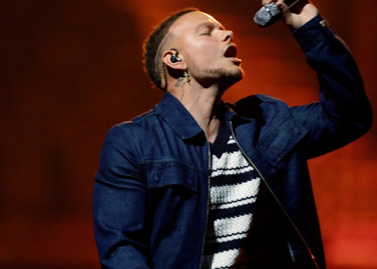 Kane Brown performs during his “The High Road Tour” concert at the Bridgestone Arena in Nashville on April 11, 2025.