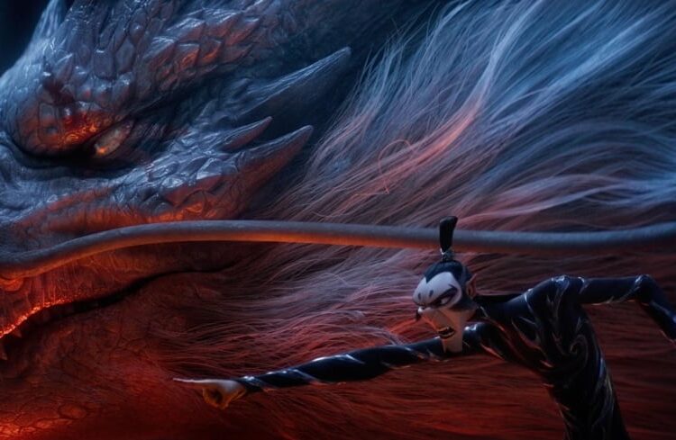 An animated image of a dragon and a thin man are shown.