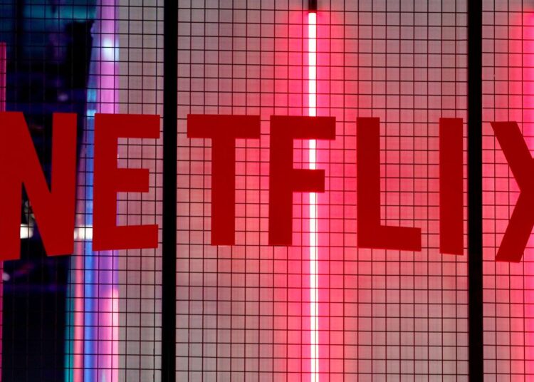 The logo of entertainment company Netflix is pictured in Paris. (AP Photo/Christophe Ena)