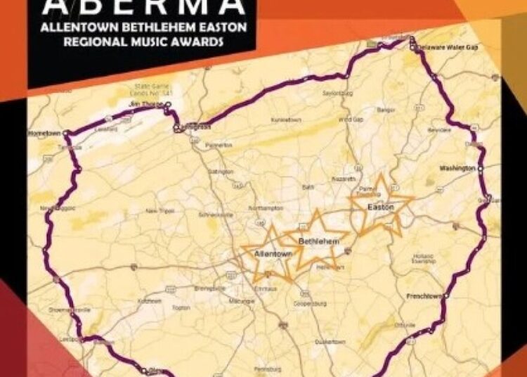 Lehigh Valley Music Awards eligibility map