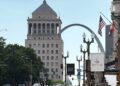 Downtown St. Louis will be home to a special entertainment district under a bill signed July 10 by Missouri Gov. Mike Kehoe. The legislation allows the district to hire its own peace officers. The district will include downtown due west of the Arch Grounds extending to the Downtown West neighborhood. (Spectrum News/Gregg Palermo)