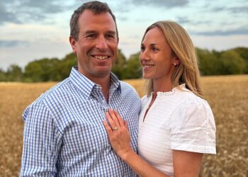 Harriet Sperling flashes her engagement ring as she and Peter Phillips announce their engagement earlier this month