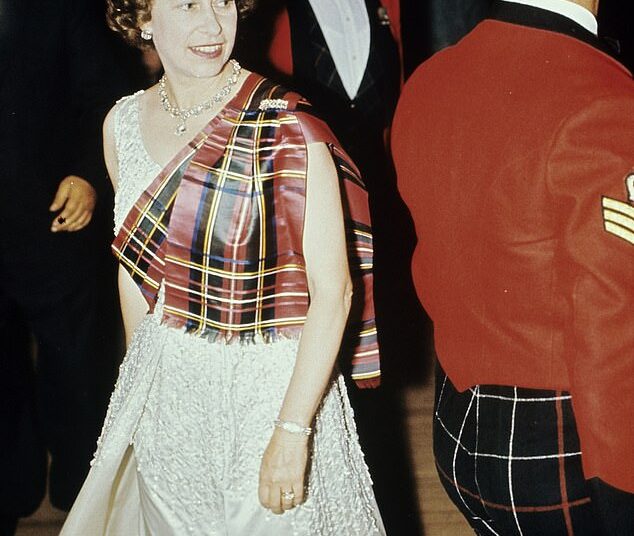 Queen Elizabeth II dancing at the Ghillies Ball at Balmoral Castle in September 1971