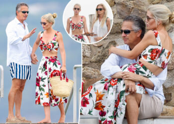 Prince William and Harry's cousin Lady Kitty Spencer, 34, spotted with rarely seen husband Michael Lewis, 66, in Saint Tropez