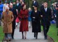 HAPPIER TIMES: Members of the Royal Family before the rift was exposed (pictured L-R: King Charles; Prince William; Kate Middleton; Meghan Markle; Prince Harry)