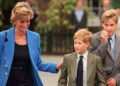 Prince William with Diana, Princess of Wales and Prince Harry on the day he joined Eton in September 1995. (Photo by Anwar Hussein/WireImage)