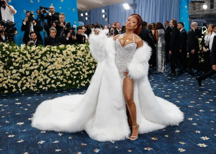 Megan Thee Stallion arrives on the red carpet at the 2025 Met Gala celebrating the opening of "Superfine: Tailoring Black Style" in May. File Photo by John Angelillo/UPI