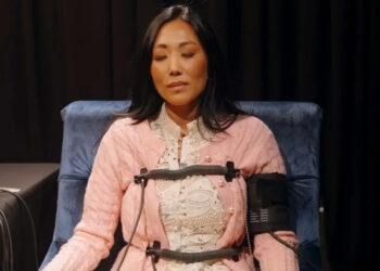 Katie Ginella hooked up to a lie detector machine during RHOC