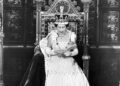 The late Queen Elizabeth II delivering her speech in the House of Lords at the State Opening of Parliament in 1966