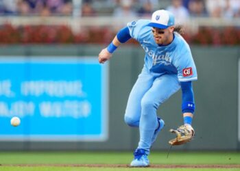Royals SS Bobby Witt Jr. (back) not in lineup on Sunday - Field Level Media - Professional sports content solutions