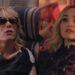 Kristen Wiig in sunglasses on a plane in Bridesmaids next to Chloe Fineman in the SNL Sketch Inventing Chloe.