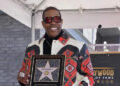 Busta Rhymes holds a replica plaque during an unveiling ceremony honoring him with the 2,818th star on the Hollywood Walk of Fame on Aug. 1. Photo by Jim Ruymen/UPI