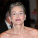 Actress Sharon Stone wears red strapless dress in Italy