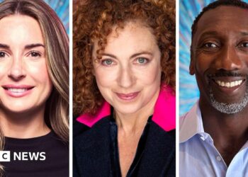 Composite picture of promorional photos of Dani Dyer, Alex Kingston and Jimmy Floyd Hasselbaink