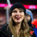 Recording artist Taylor Swift celebrates after the AFC Championship game against the Buffalo Bills at Arrowhead Stadium.Mark J&period; Rebilas-Imagn Images