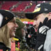 Travis Kelce and Taylor Swift stand on the field after the Chiefs defeated the Buffalo Bills 32-29 in the AFC Championship Game in January. File Photo by Jon Robichaud/UPI.