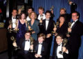 Jeff Kravitz/FilmMagic, Inc 'SNL' writers including Conan O'Brien, Robert Smigel, Phil Hartman, Bob Odenkirk, Mike Myers, and Al Franken at the 1989 Emmy Awards