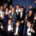 Jeff Kravitz/FilmMagic, Inc 'SNL' writers including Conan O'Brien, Robert Smigel, Phil Hartman, Bob Odenkirk, Mike Myers, and Al Franken at the 1989 Emmy Awards
