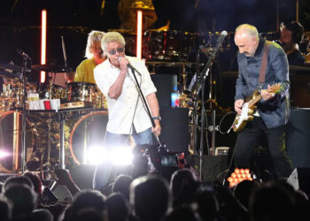 AUSTIN, TEXAS - MAY 03: Roger Daltrey and Pete Townshend of The Who perform onstage during The Who Hits Back! Tour on May 03, 2022 at Moody Center in Austin, Texas.