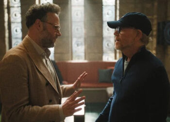 Apple TV+ Seth Rogen and Ron Howard on the set of 'The Studio'