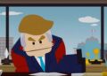 A cartoon of a man in  a suit in the oval office