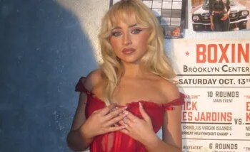 sabrina caprenter in red outfit