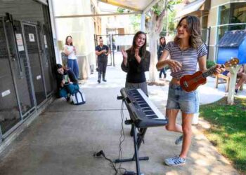 Annika Almgren, 15 of Ladera Ranch, right, and Kayden Tokarski,...