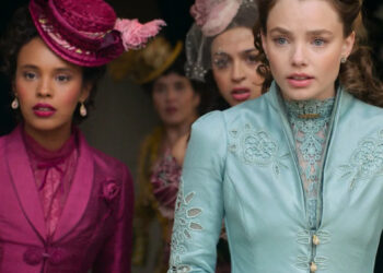 Alisha Boe, Josie Totah, Kristine Frøseth and Mia Threapleton in "The Buccaneers," now streaming on Apple TV+.