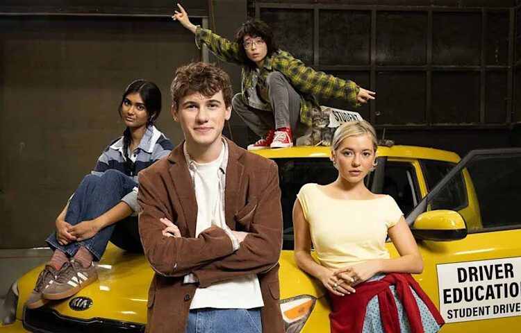 From left, Mohana Krishan, Sam Nivola, Aidan Laprete and Sophie Telegadis in feature film "Driver's Ed," which shot in Wilmington in early 2025.