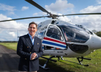 Rob Brydon takes a helicopter in Destination X.