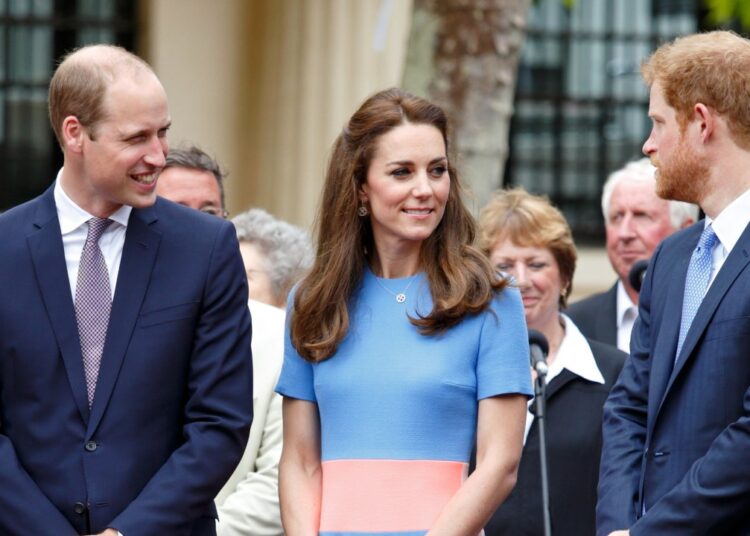 William, Kate and Harry in 2016 before he met Meghan Markle. Picture: Mumby/Indigo/Getty Images.