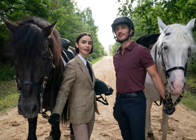 Lily Collins as Emily, Eugenio Franceschini as Marcello in 'Emily In Paris' Season 5