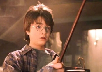 Harry Potter with a wand from Harry Potter and the Sorcerer's Stone.