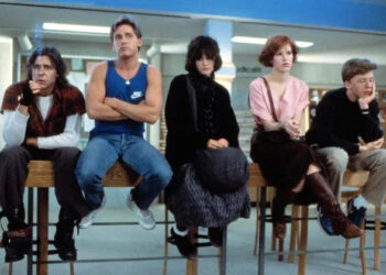Judd Nelson, Emilio Estevez, Ally Sheedy, Molly Ringwald, and Anthony Michael Hall. - Credit: ©Universal/Courtesy Everett Collection