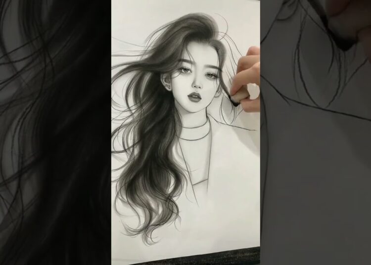 Beautiful girl with loose hair #pencildrawing #art #drawing #girls