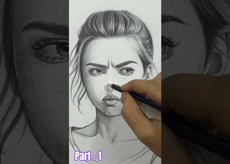 Easy Girl Face Sketch 💆‍♀️ #viral #shorts #art #artist #artwork #sketch #noseart #girlart #pencilart