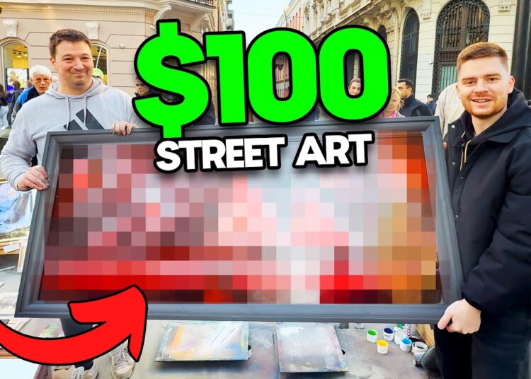 HUGE $100 Street Art on Giant Mirror!! (I Found A Street Artist… 🎨💯)