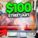 HUGE $100 Street Art on Giant Mirror!! (I Found A Street Artist… 🎨💯)