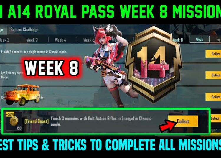 A14 RP WEEK 8 MISSION | BGMI WEEK 8 MISSIONS EXPLAINED | A14 ROYAL PASS WEEK 8 MISSION C8S24 WEEK 8
