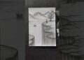 Easy landscape drawing technique 🤔😱 #shorts #craft #art #drawing #crafts #satisfying