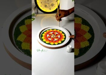 നമുക്കൊരു ഓണപ്പൂക്കളം ഇട്ടാലോ 😅 🌸 3D Onam Pookkalam Art | DIY Texture Design🎨✨#crafts #onam
