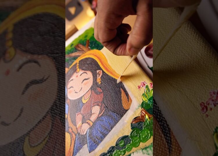Radha Krishna Painting 😍 #shorts #art #drawing #painting #krishna