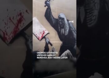 Banksy protester mural at London’s Royal Courts of Justice removed after attempts to remove barriers