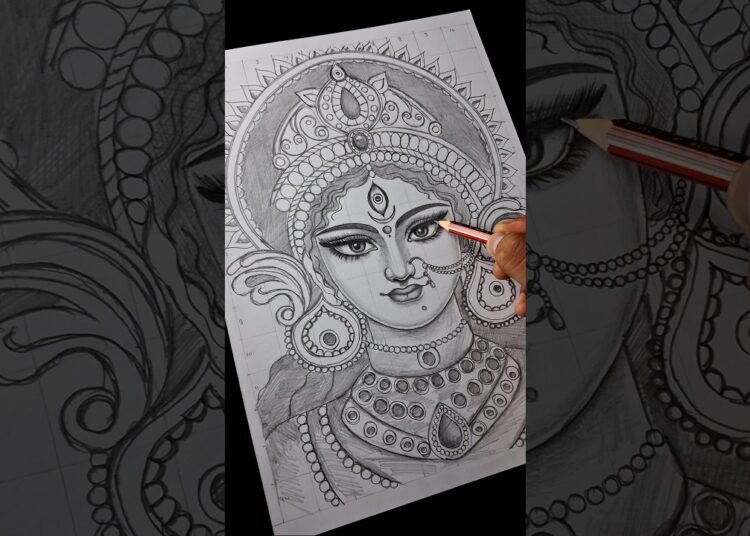 Maa Durga Drawing 😍 #shorts #durgamaa #drawing #art