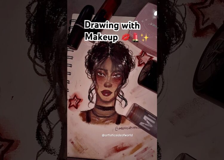 Drawing with makeup?!?👄💄#art #creative #makeup #aesthetic #artist #fyp #fypシ #viral #shorts